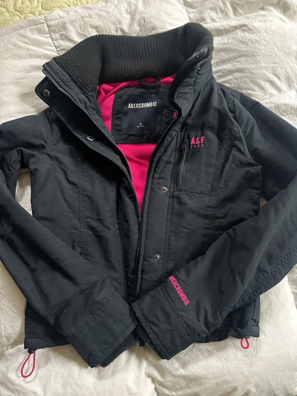Abercrombie & Fitch Black Jacket with Pink Lining